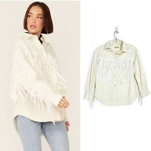 Saints & Hearts Fringe Shirt Jacket S Cowgirl Western Festival Pink Pony Club
